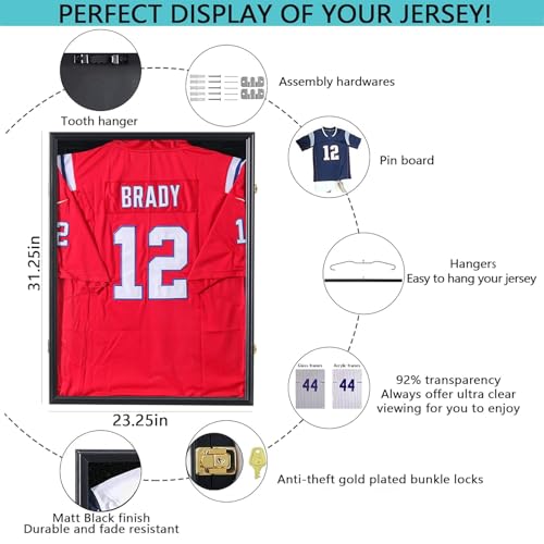 Jersey Frame Display Case - Black Shadow Box with UV Protection