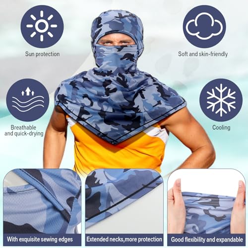 Full Face Balaclava Sun Protection Mask - Breathable Motorcycle Hood - Black/Blue