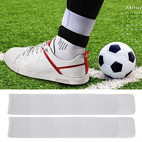 Adjustable Soccer Shin Guard Straps - Anti-Slip Elastic Bandage - White