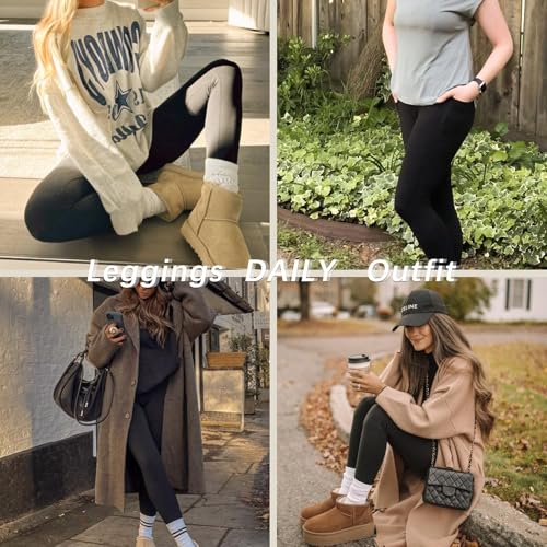 Diravo Women's Black Leggings 4-Pack, Large-X-Large, Tummy Control, Soft Lined Yoga & Workout Pants