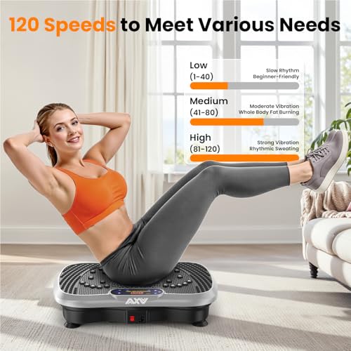 Vibration Plate Fitness Machine - Curved 200W, Bluetooth, Slim Silver