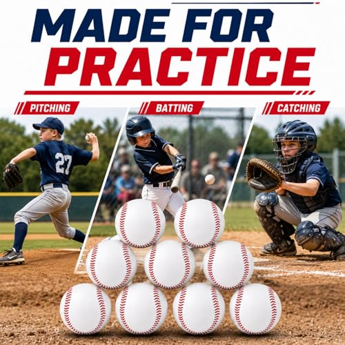 HolyElks 6 Pack Hard Baseballs with Raised Seams - Practice, Training & Recreational Use