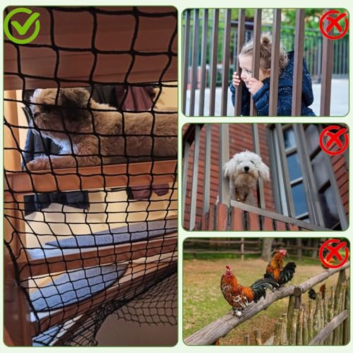 KAERYHET 9.8x9.8ft Kids & Pet Safety Rope Net Balcony Railing Playground