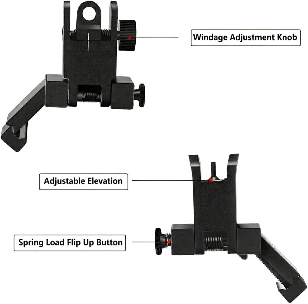 45 Degree Offset Flip Up Sight - Low Profile Design for Quick Transition | Front & Rear Sights