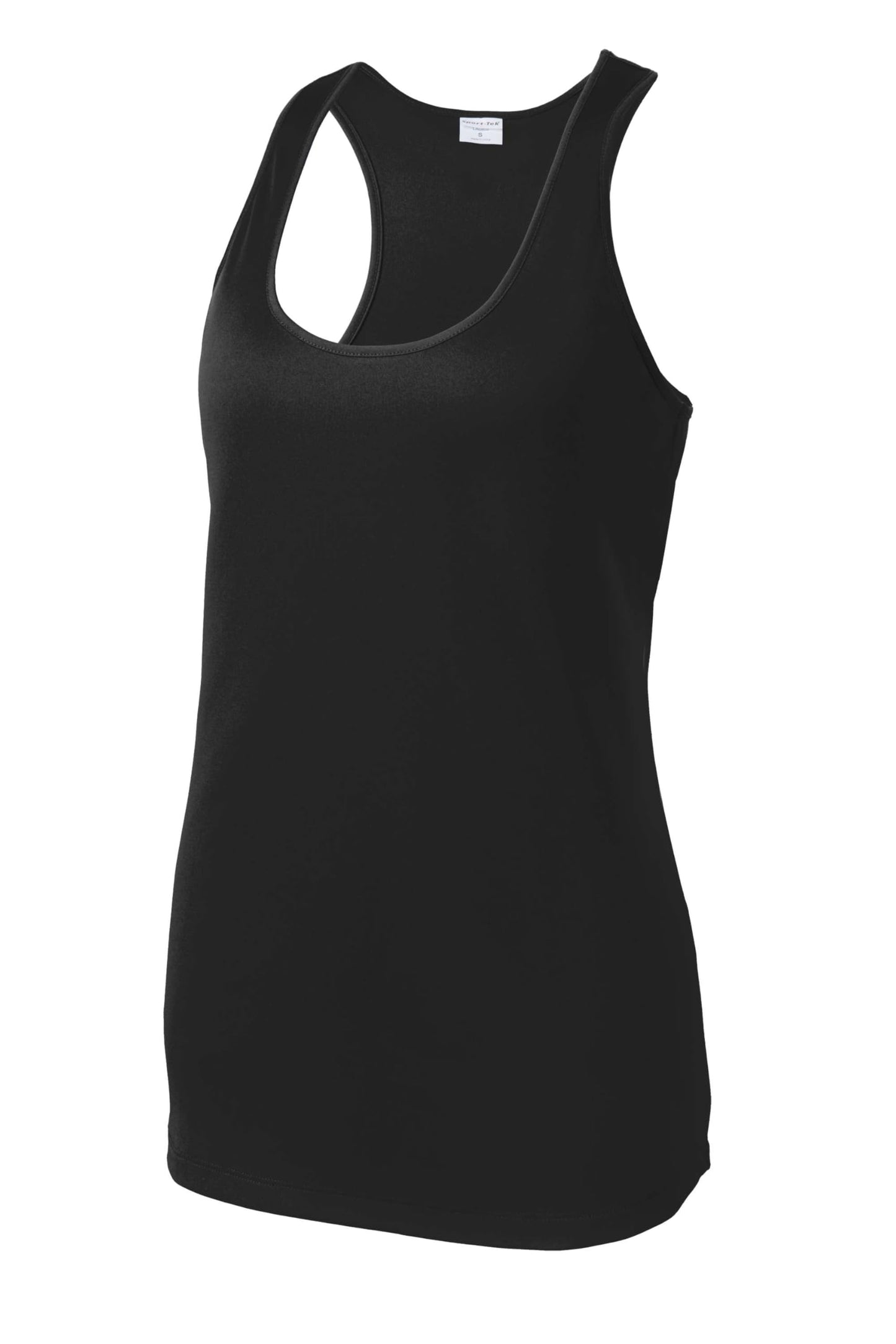 SPORT-TEK Women's PosiCharge Competitor Racerback Tank | Summer Workout Top, Athletic Fit Clothing for Gym & Running Black