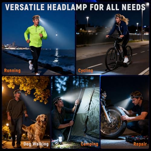 Rechargeable Headlamp - Ultra Bright 1200 Lumen - Black - 2 Pack