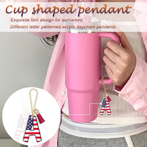 Letter A-Z Water Bottle Charm for Tumblers - American Flag R