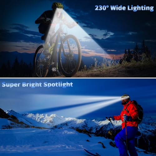 Rechargeable LED Headlamp 5-Pack - 230° Wide Beam with Motion Sensor
