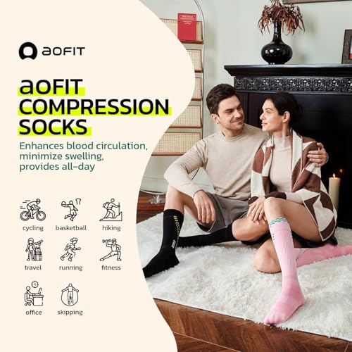 Graduated Compression Socks 15-20 mmHg for Travel & Nursing - Ivory Ruby S-M