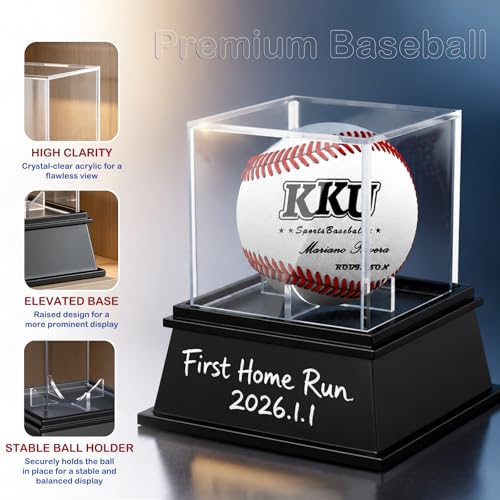 Baseball Display Case - UV Protected Acrylic Cube Holder - Round