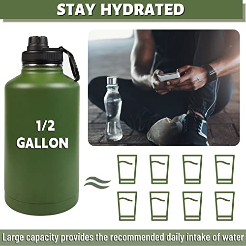 DEFUNX 64 oz Water Bottle with Sleeve Green Camouflage – Half Gallon Stainless Steel Insulated Jug with Handle