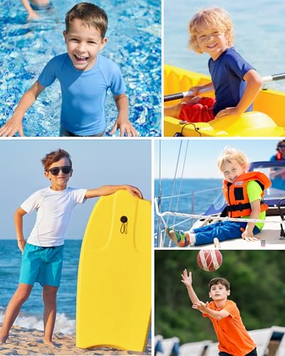 Large Boys UPF 50+ Short Sleeve Swim Shirt Rash Guard - Orange