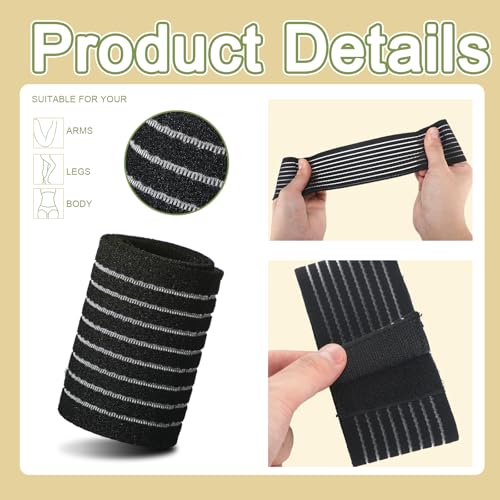 Threlaco 7 Pack Laser Lipo Support Straps Black - Adjustable Slimming Belt
