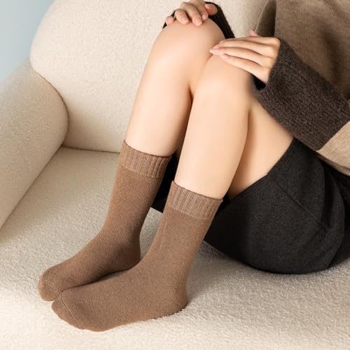 Winter Wool Socks for Women - Thick Warm Vintage Crew - Grey, White, Black, Khaki, Light