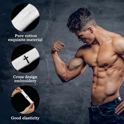 Moisture Wicking Bicep Bands - 8 Pack Christian Cross - White