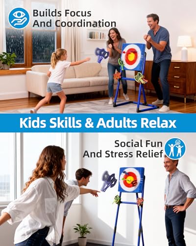 Axe Throwing Game Set with 12 Throwing Pieces - Indoor & Outdoor Fun