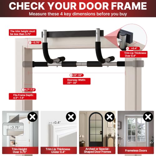 Pull Up Bar for Doorway - Heavy Duty Multi-Grip Exercise Bar - Classic Foam