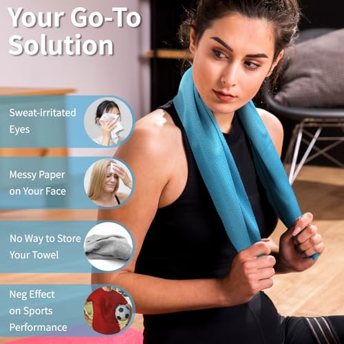 Cooling Towels 4-Pack - Microfiber Neck Wraps, 40"x12" - Blue, Grey, Green, Pink