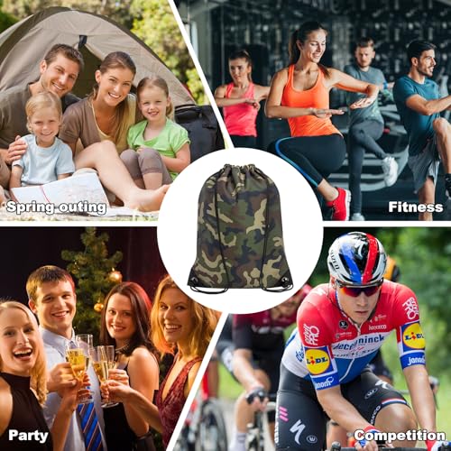Large Green Camo Drawstring Bags - 2PCS Cinch Backpack Set