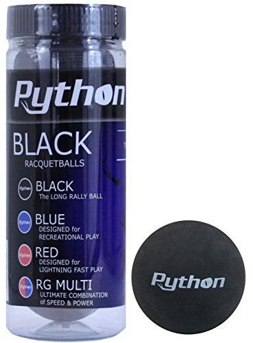 Python Black Racquetballs - 3 Ball Can, Indoor Play