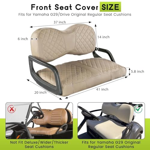WEIMELL Golf Cart Front Seat Covers for Yamaha Drive G29 (Drive/Drive2) Beige – Fits 2007-2016