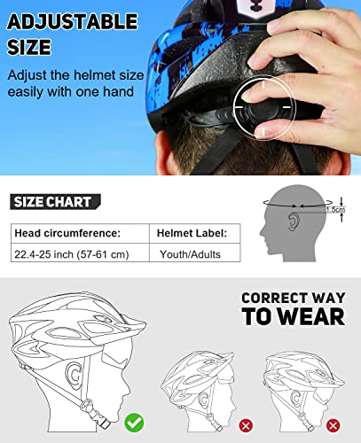 Tadpole Bike Helmet with Light & Goggles - Blue, Adult Unisex