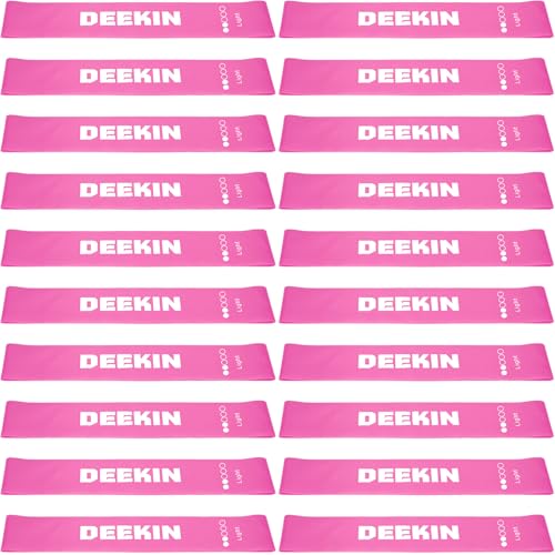 Deekin Pink Resistance Loop Exercise Bands Set - 25-30 lbs, 20 pcs for Fitness & Yoga