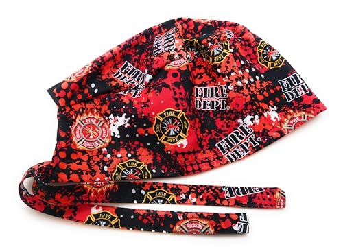 Patriotic Cotton Scrub Hat for Firefighters - Handmade in USA