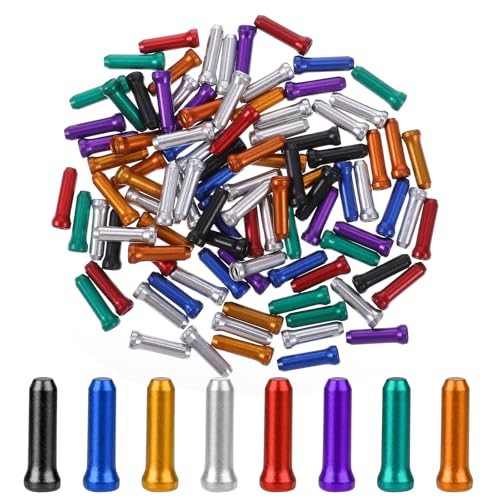 100pcs Bike Cable End Caps - Aluminum Alloy, 8 Colors