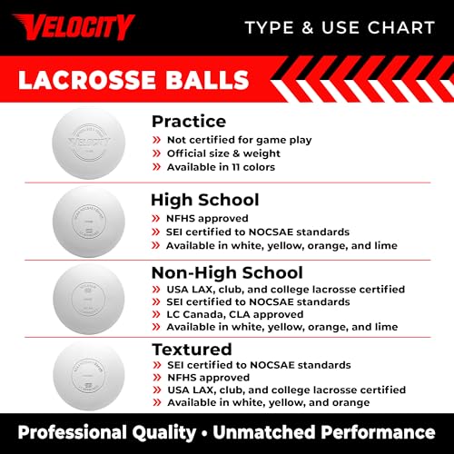 Velocity Lacrosse Balls - 18 Practice White Balls for Training, NFHS & College Approved