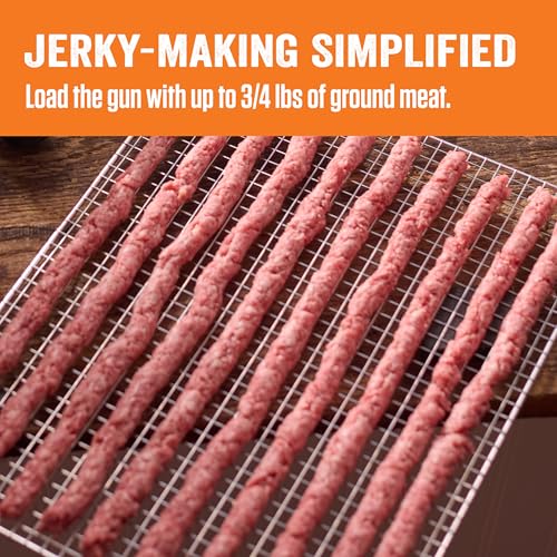 LEM Jerky Gun & Backwoods Seasoning (12 oz) – 3/4 lb Capacity, Includes 2 Nozzles