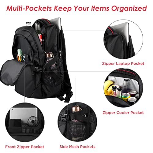 OUTXE Black 22L Insulated Cooler Backpack with Laptop Sleeve for Work & Day Trips