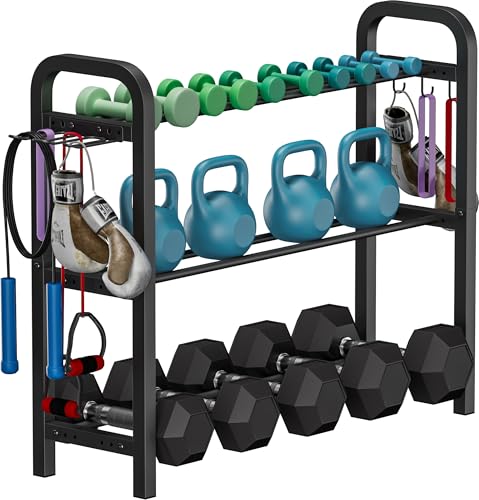 Ansionsol Adjustable 3-Tier Dumbbell Rack Black Home Gym Storage Stand