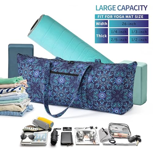 Large Yoga Mat Bag with Wet Pocket - Blue Tote