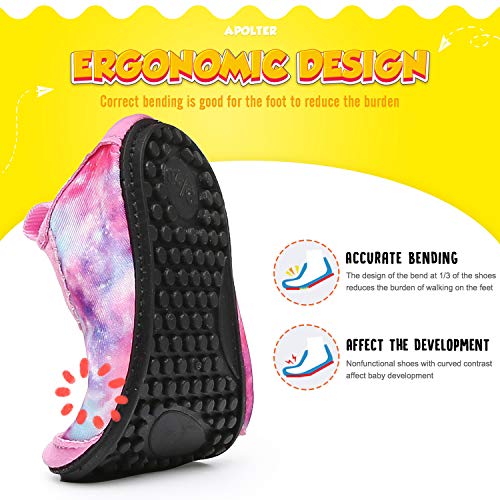 Apolter Toddler Water Shoes Galaxy Pink 9-10 Aqua Socks Non-Slip Beach Pool