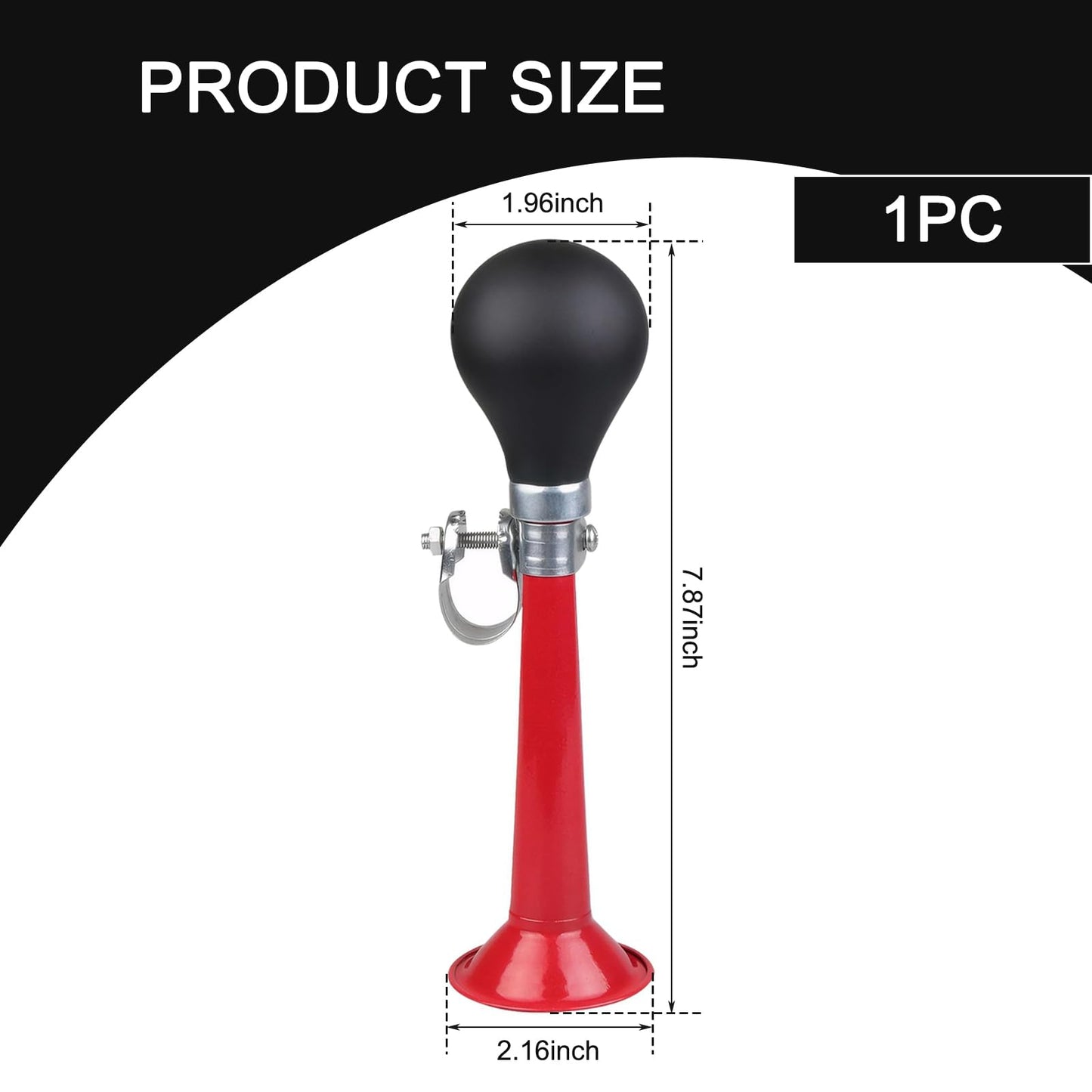 getfay Pack-1 Air Horn with Squeeze Ball, 7.87" x 2.16" Metal Horn Cycling Bell, Cycling Equipment Accessories, Universal for Most Bicycles, Mountain Bike (Red)