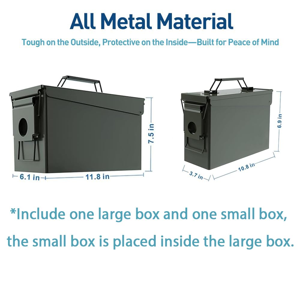 HARDROCK Metal Ammo Can,Ammo Box Black (30cal+ 50cal)