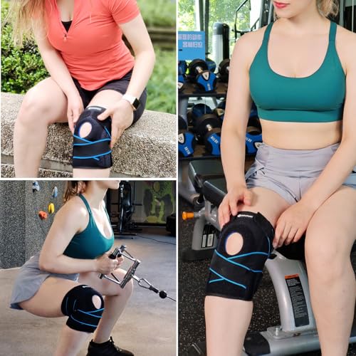 Knee Brace with Side Stabilizers & Gel Pad - Blue & Black, Medium