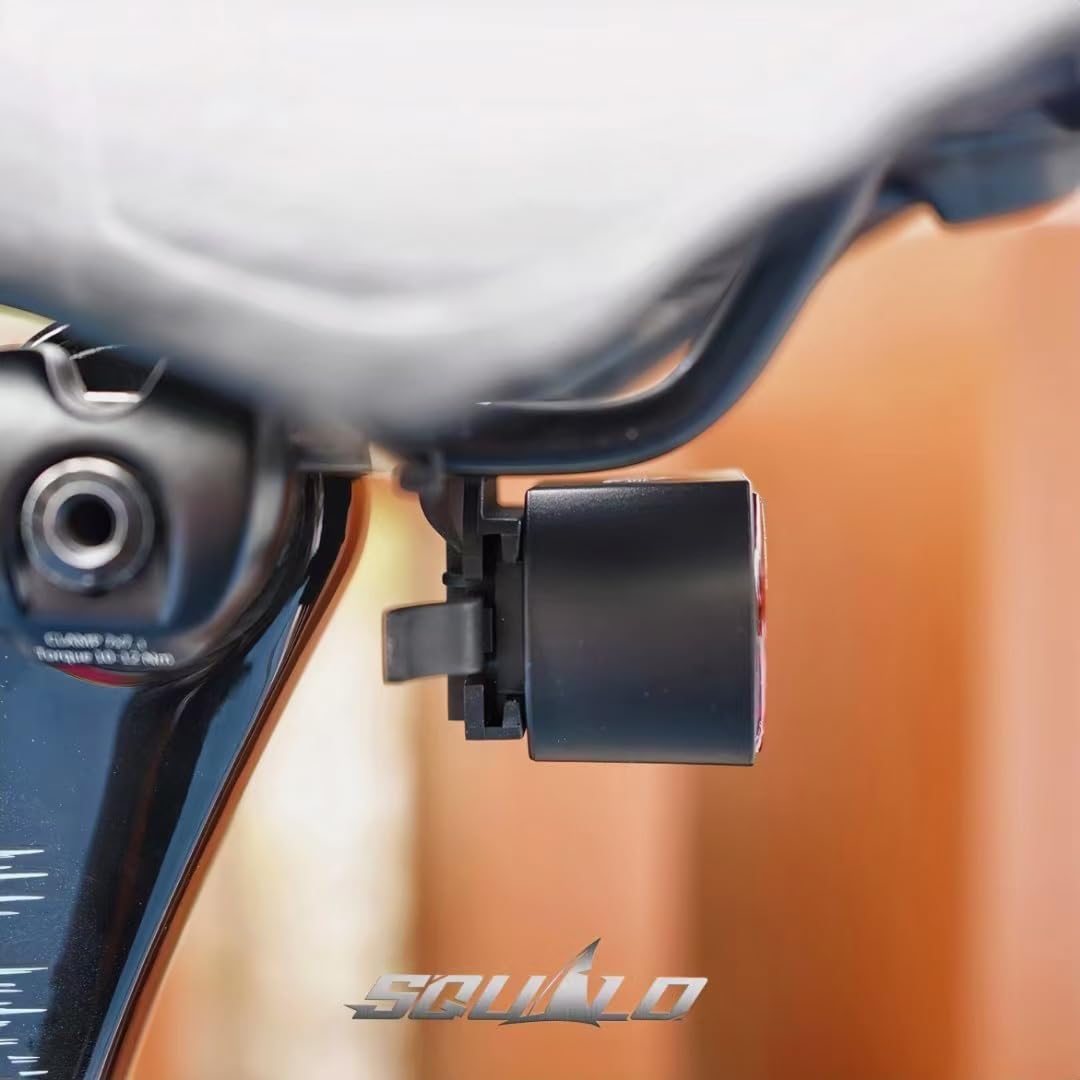 SQUALO 30 Lumens USB Rechargeable Bike Taillight, Smart Brake Sensor Bike Rear Light with 7 Light Modes 100m Viewable Range 360° Visibility IPX6 Waterproof for Cycling Safety