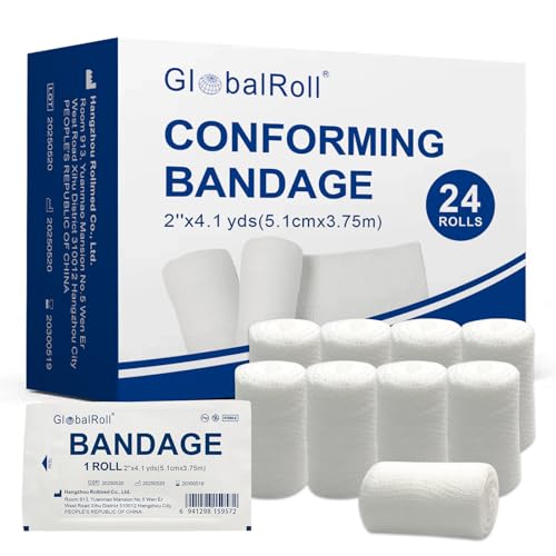 GlobalRoll 2" x 4.1 Yards Stretch Gauze Bandage — 24 Rolls, Individually Wrapped