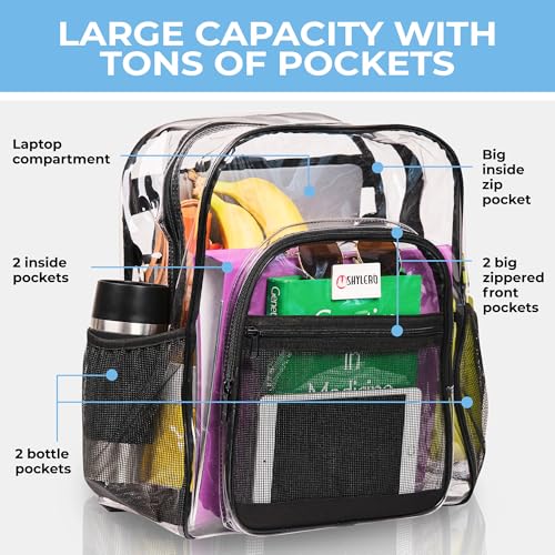 Extra Large Clear Backpack with TSA Lock - Heavy Duty PVC, 32L Capacity