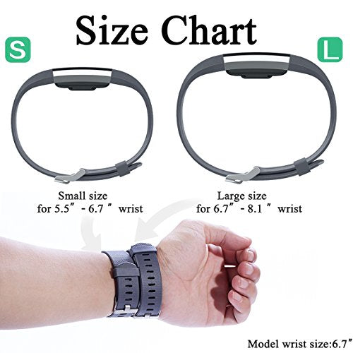 Fitbit Charge 2 Replacement Bands - Large Gray/Blue/Black 3-Pack