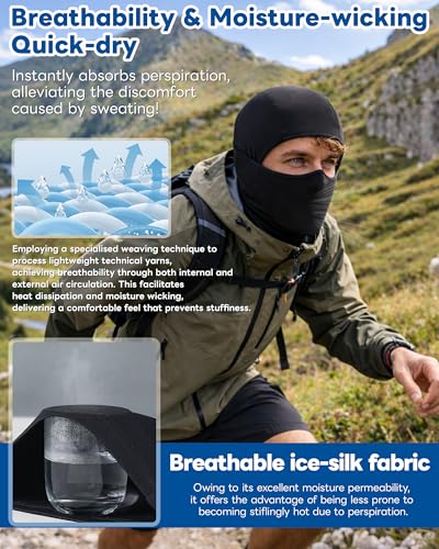 Ice Silk Cooling Balaclava Face Mask for Cycling & Motorcycling - Black