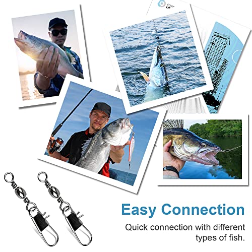 200PCS Fishing Swivel and Coastlock Snap Set - 5 Sizes with Storage Box