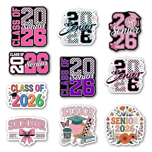Set of 10 Graduation Stickers - Class of 2026 Vinyl Decals