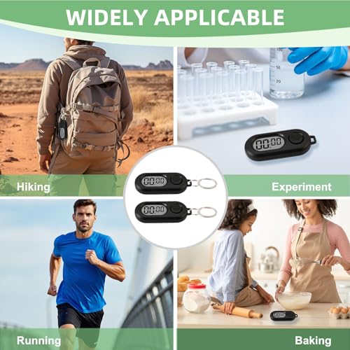 Mini Digital Timer Keychain - Portable Countdown & Stopwatch - 2 Pack