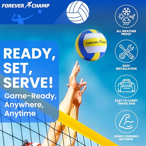 Volleyball Net Complete Set - 32x3 Ft with Ball & Carrying Bag
