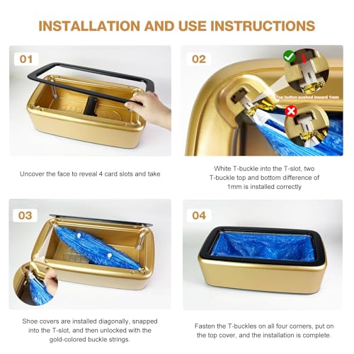 Shoe Cover Dispenser Automatic Shoe Cover Machine with 200pcs Shoe Covers Disposable Portable Automatic Shoe Cover Dispenser Shoe Booties Disposable Non Slip for Home Office Factory