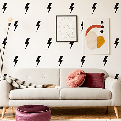 Black Lightning Bolt Wall Decals - 4 Sheets 14x11 in, SHYJSHYJ Variation Black