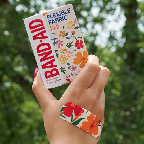 Flexible Fabric Adhesive Bandages - Wildflower Design - 30 Count